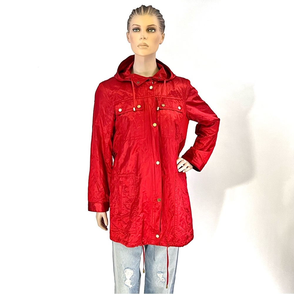 Michael Michael Kors Shiny Red Rain Anorak Jacket L